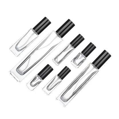 Pack Mini Flacons Vaporisateurs Carrés en Verre – 5, 10, 20 & 30ml | Or, Argent, Noir