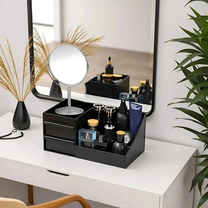 Organiseur de Rangement Parfums & Accessoires Homme avec Tiroirs – Noir ou Blanc
